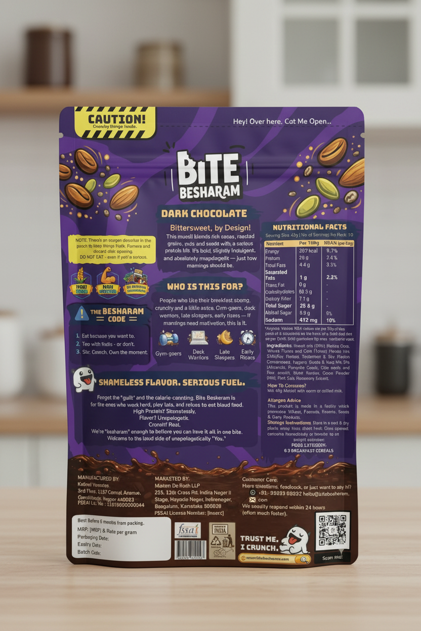 Bite Besharam High Protein Muesli Dark Chocolate 400g