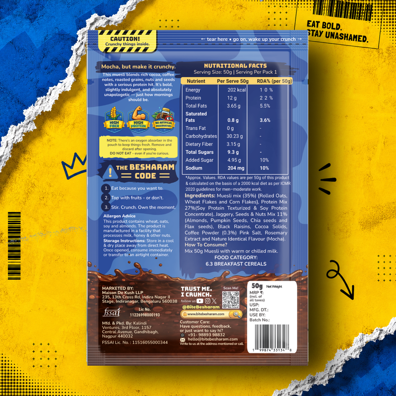 High Protein Coffee Mocha Muesli | 26g Protein Per 100g
