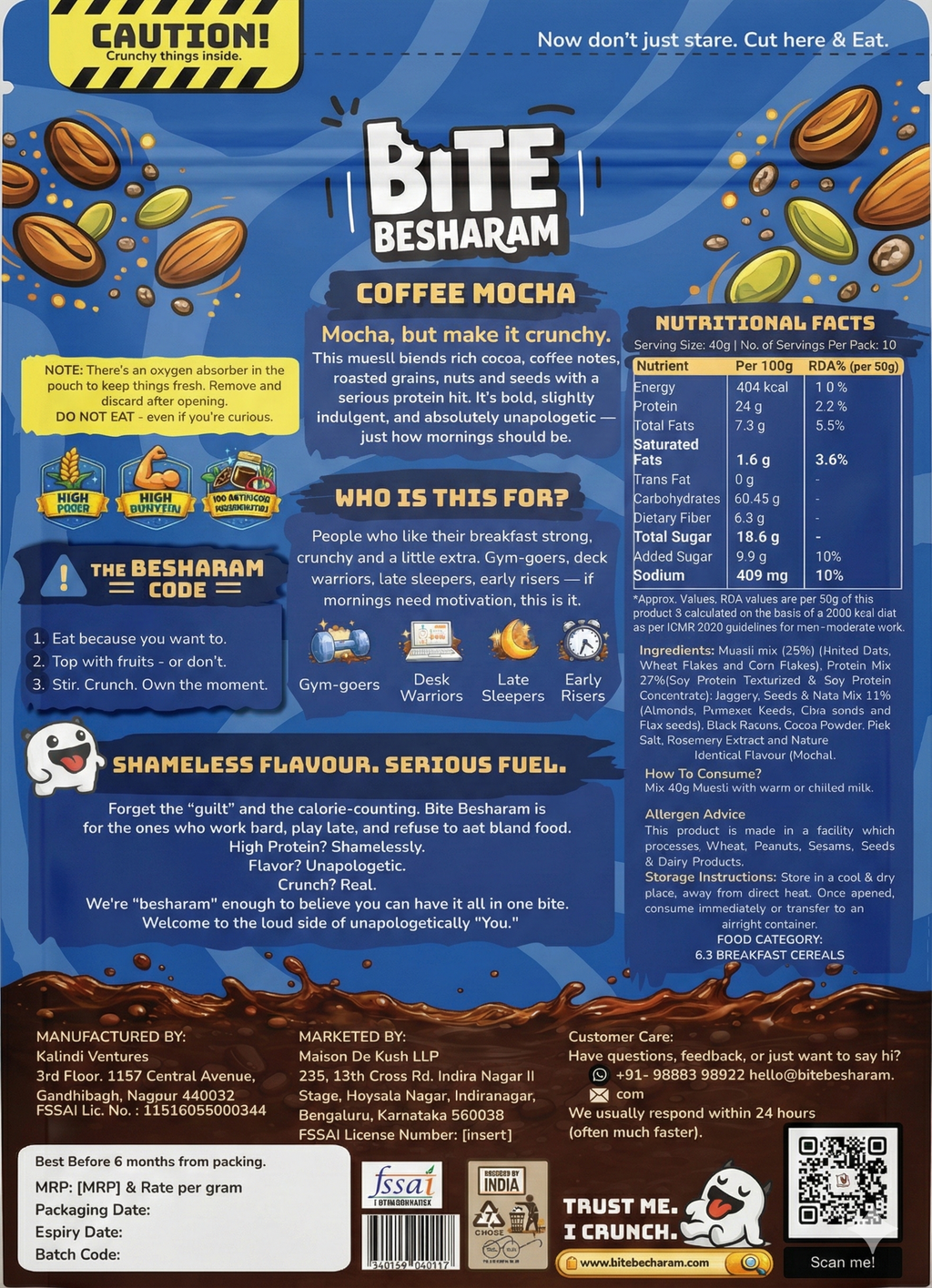 Bite Besharam High Protein Muesli Coffee Mocha 400g