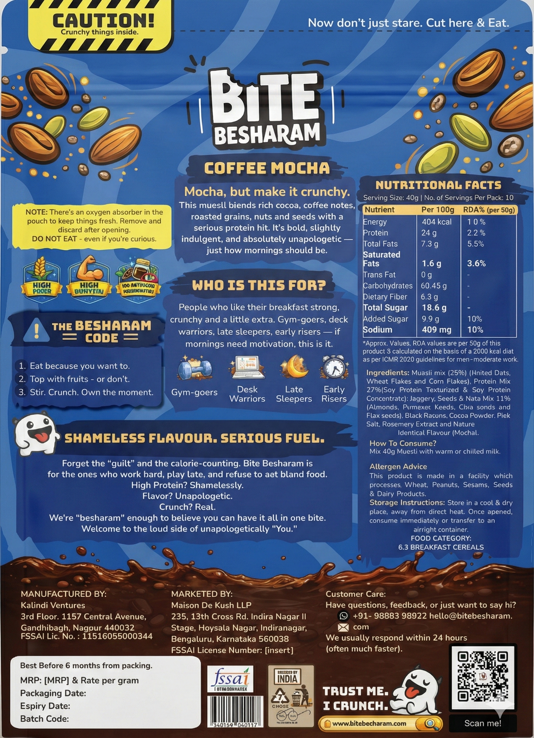 Bite Besharam High Protein Muesli Coffee Mocha 400g