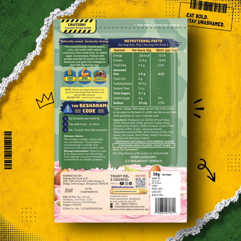 High Protein Muesli | ZERO Added Sugar | 26g Protein Per 100g